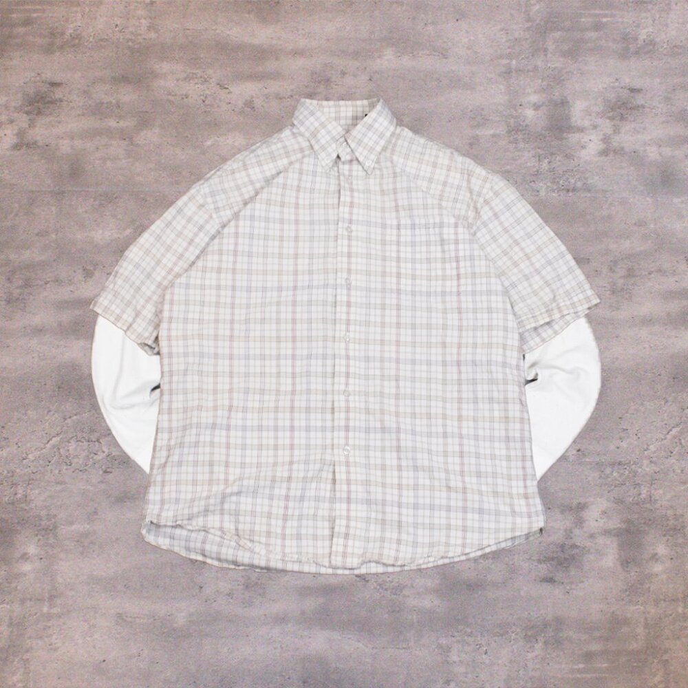 Vintage VTG 1990's 90's Okford‎ Cotton Yellow Plaid Checkered Button Up Shirt